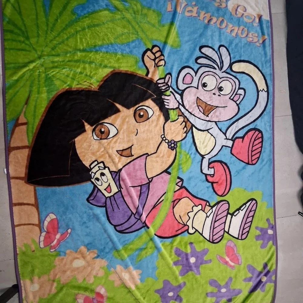 Nickelodeon Jr DORA The Explorer‎ Big Throw Blanket 60x80 Let's Go Vamonos Boots